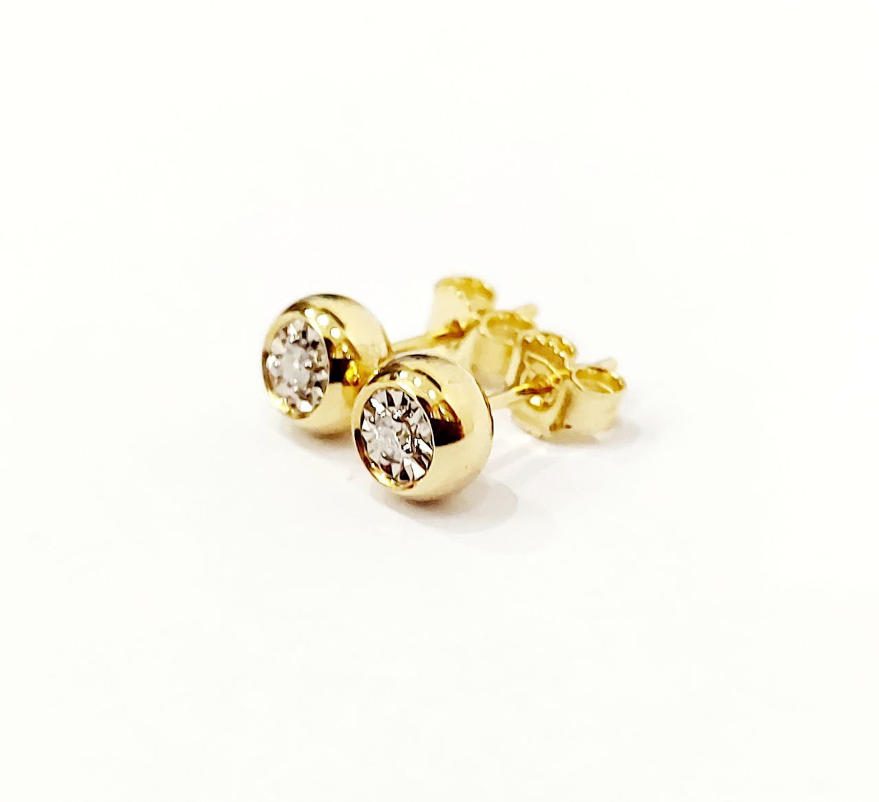 Orecchini punto luce specchiati con Diamanti 0,13 ct in Oro Bianco e Oro Giallo 18 kt (750)