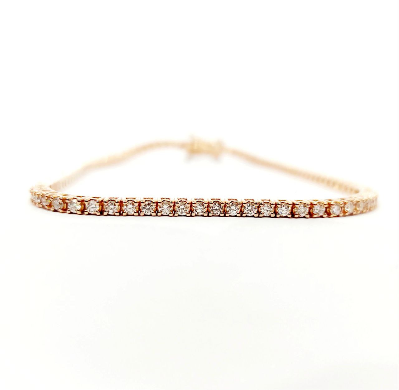 Bracciale Tennis a filo in Oro Rosa con Diamanti 1,90 ct con certificazione gemmologica 18kt (750)