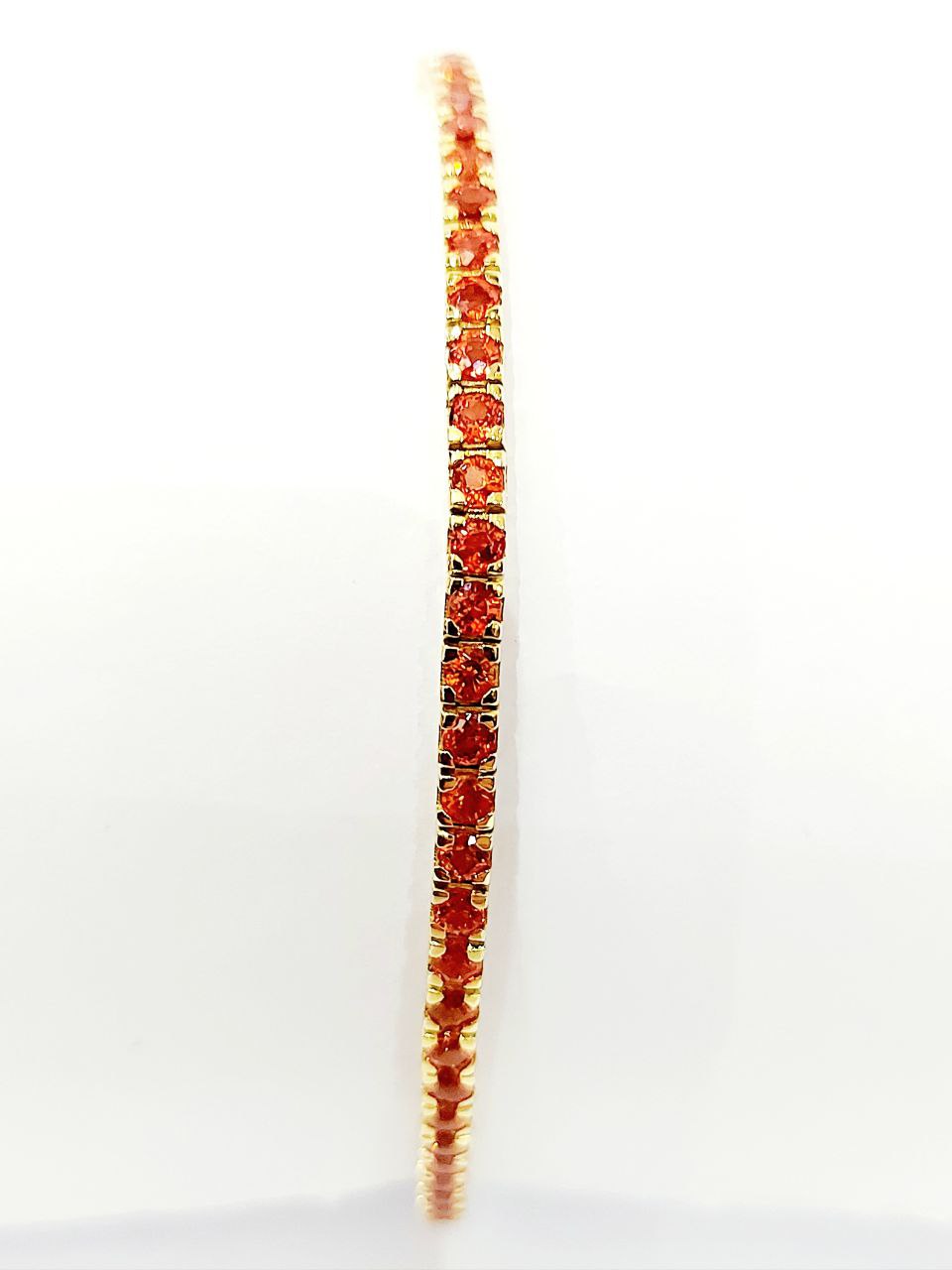 Bracciale tennis tornito con Zaffiri arancioni 5,40 ct in Oro Giallo 18 kt (750)
