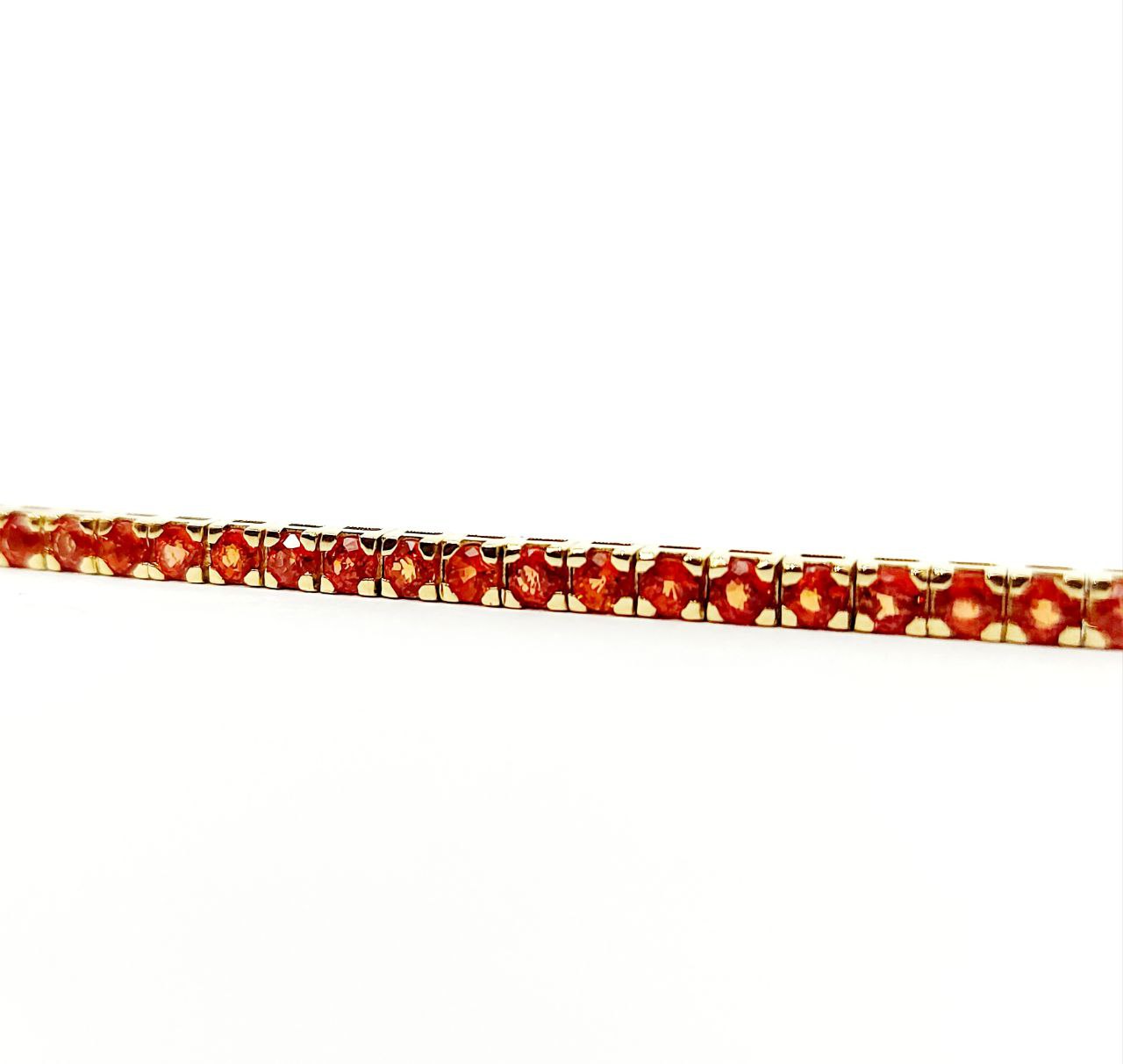 Bracciale tennis tornito con Zaffiri arancioni 5,40 ct in Oro Giallo 18 kt (750)