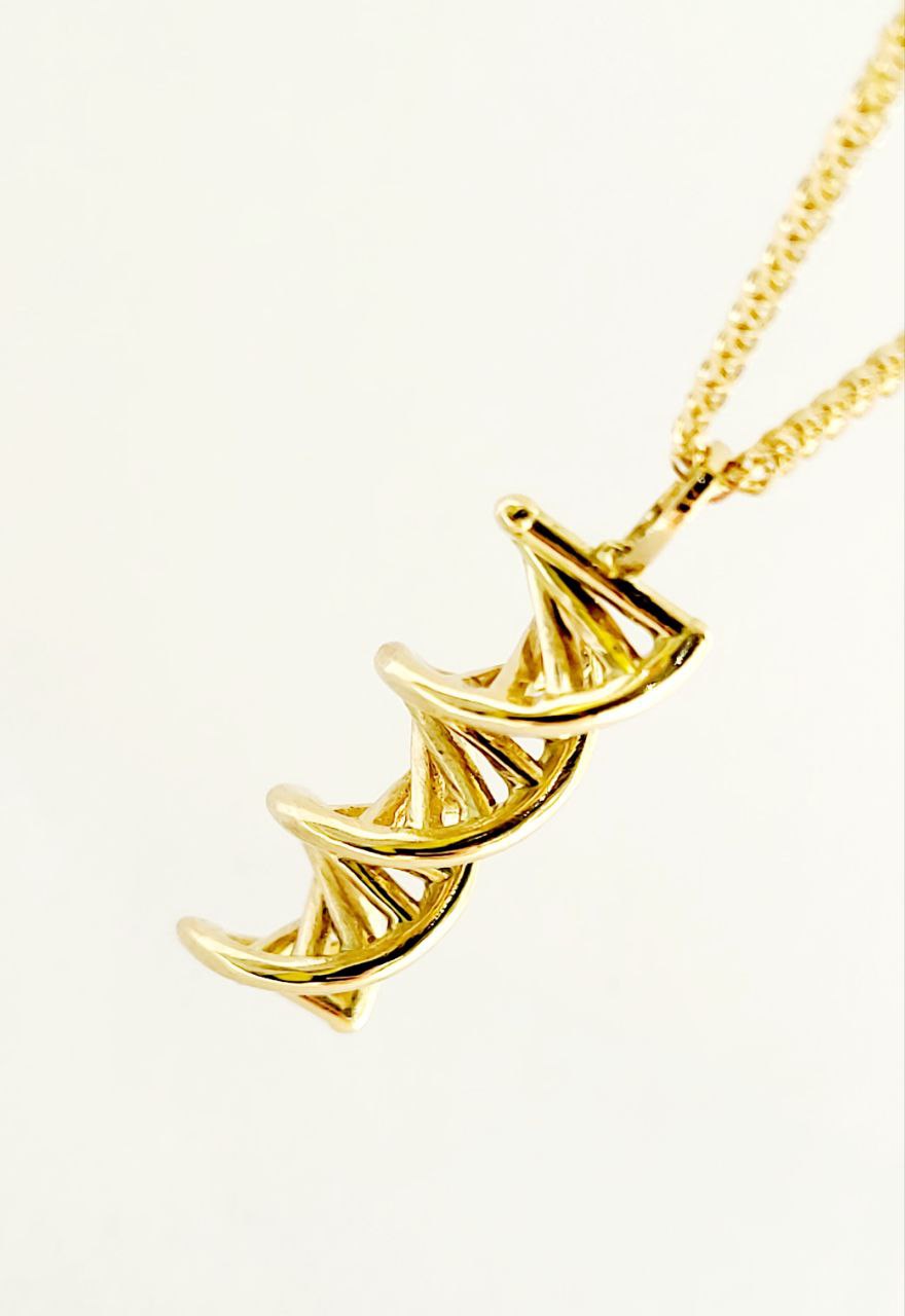 Collana e pendente molecola DNA in Oro Giallo 18 kt (750) - Oreficeria