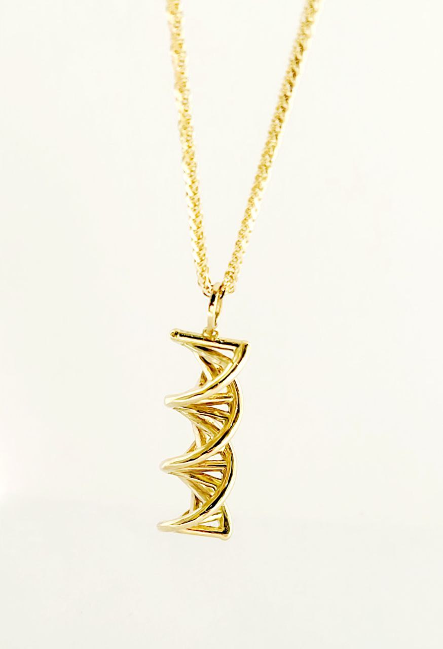 Collana e pendente molecola DNA in Oro Giallo 18 kt (750) - Oreficeria