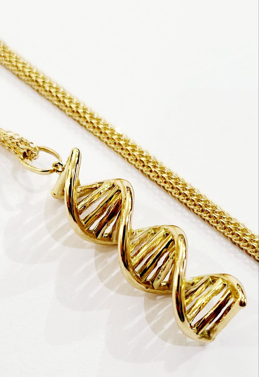 Collana e pendente molecola DNA in Oro Giallo 18 kt (750) - Oreficeria