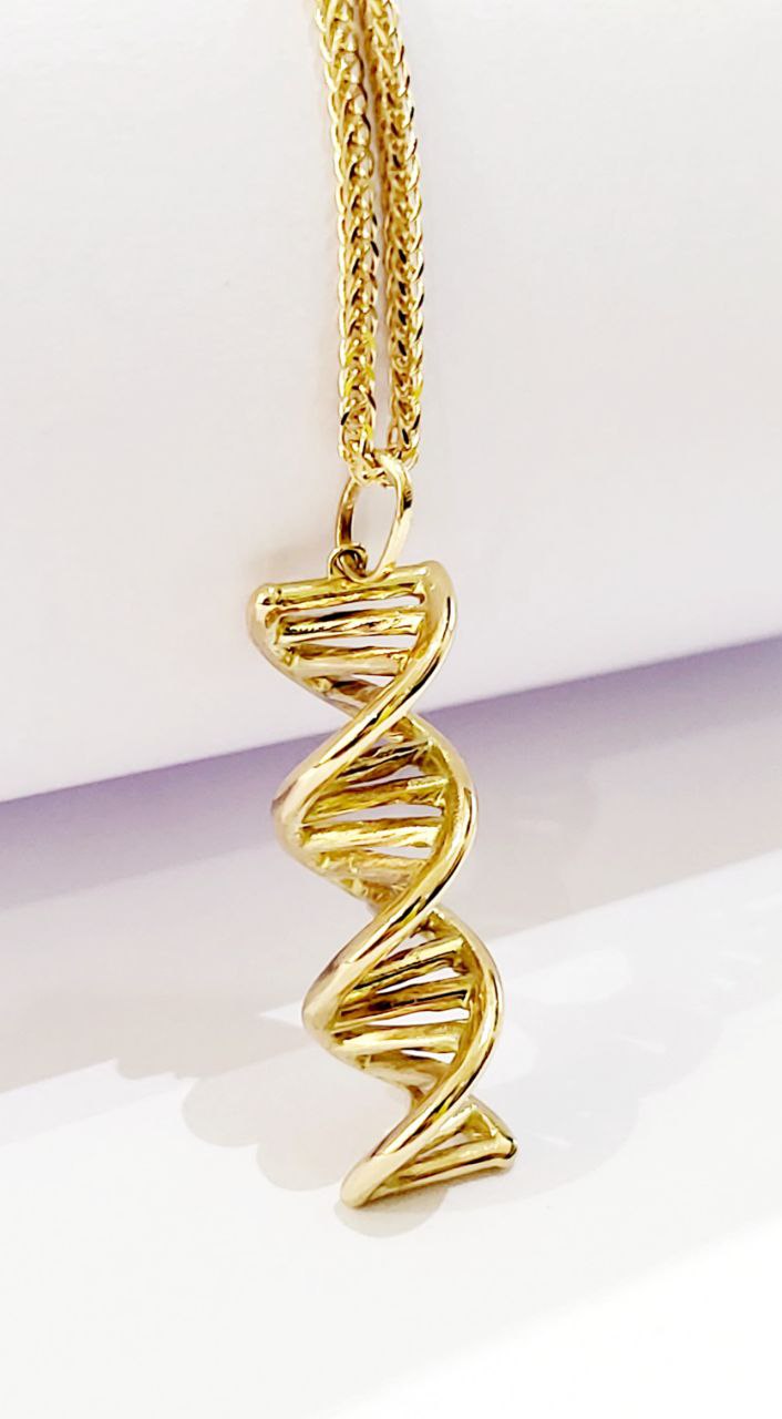 Collana e pendente molecola DNA in Oro Giallo 18 kt (750) - Oreficeria