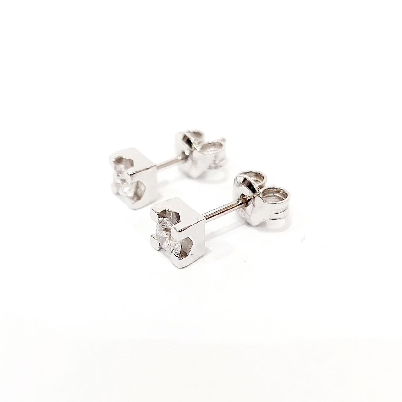 Orecchini punto luce tornito con Diamanti 0,50 ct in Oro Bianco 18 kt (750)