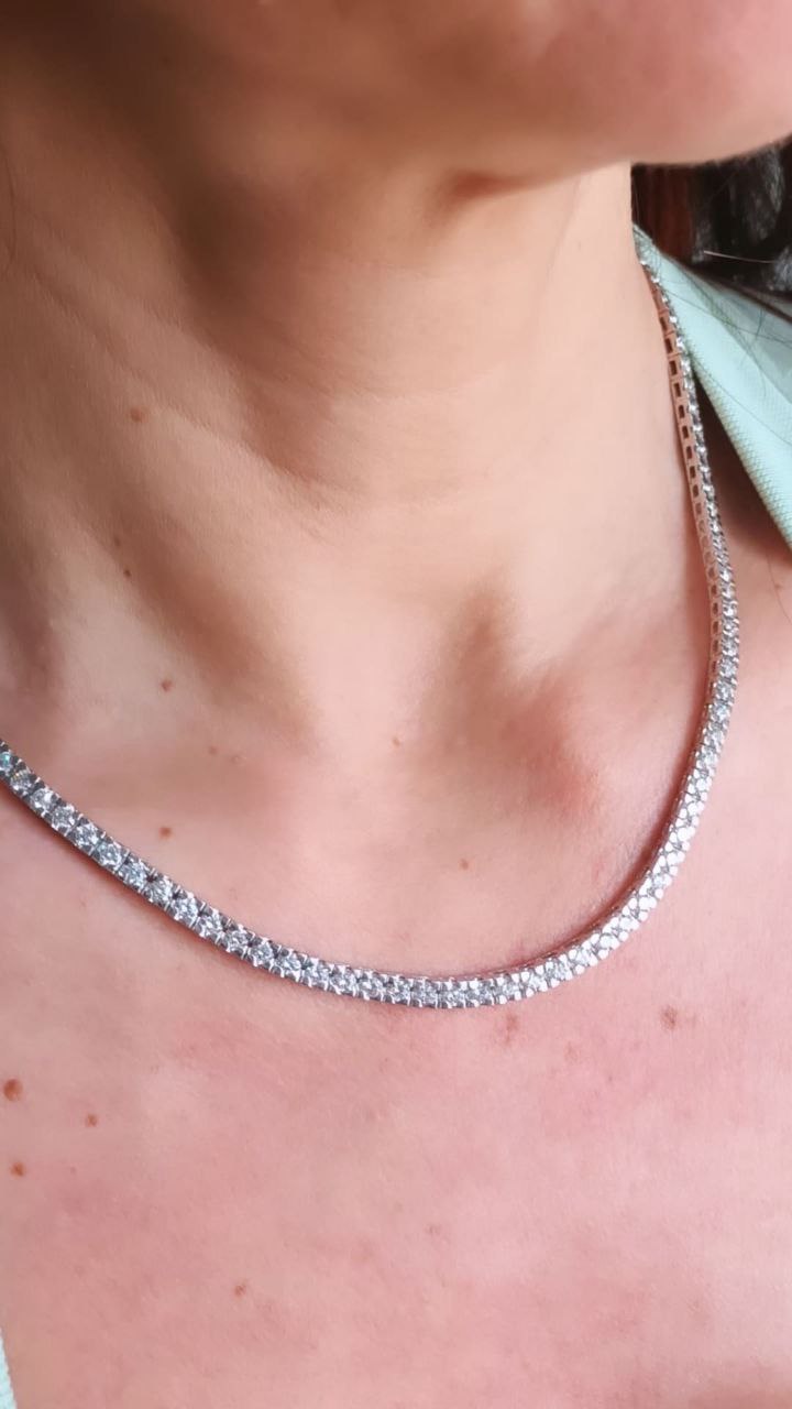 Collana modello tennis con Diamanti 3,05 ct semirigida Astralia in Oro Bianco 18 kt -750-45 cm