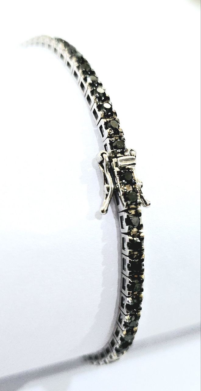 Bracciale Unisex modello Tennis Oro Bianco 18kt-750 Diamanti Neri ct 4,50 Diamanti Bianchi ct 0,50