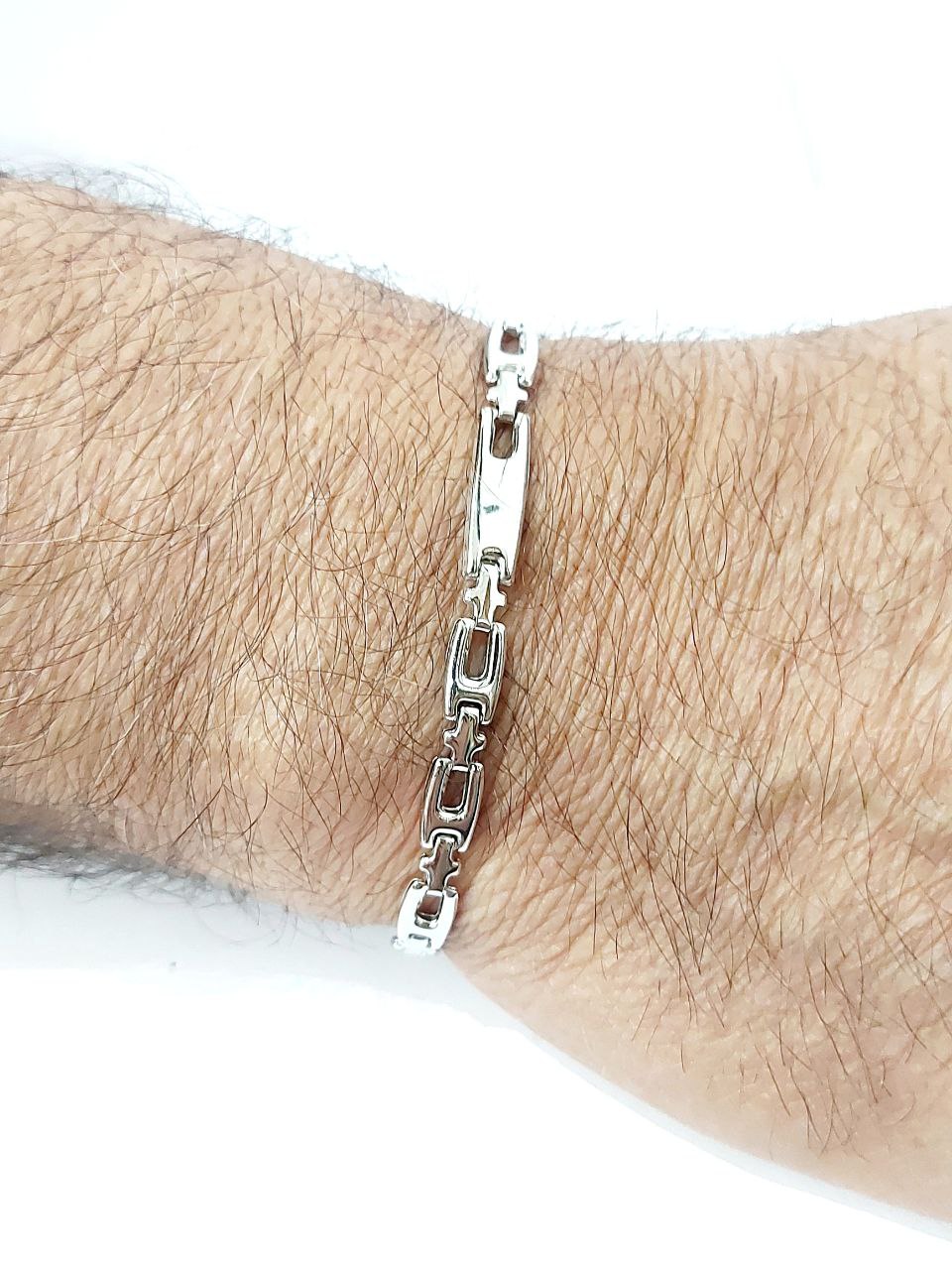 Bracciale piastre lucide in oro bianco 18kt (750) - 9.40 gr - oreficeria
