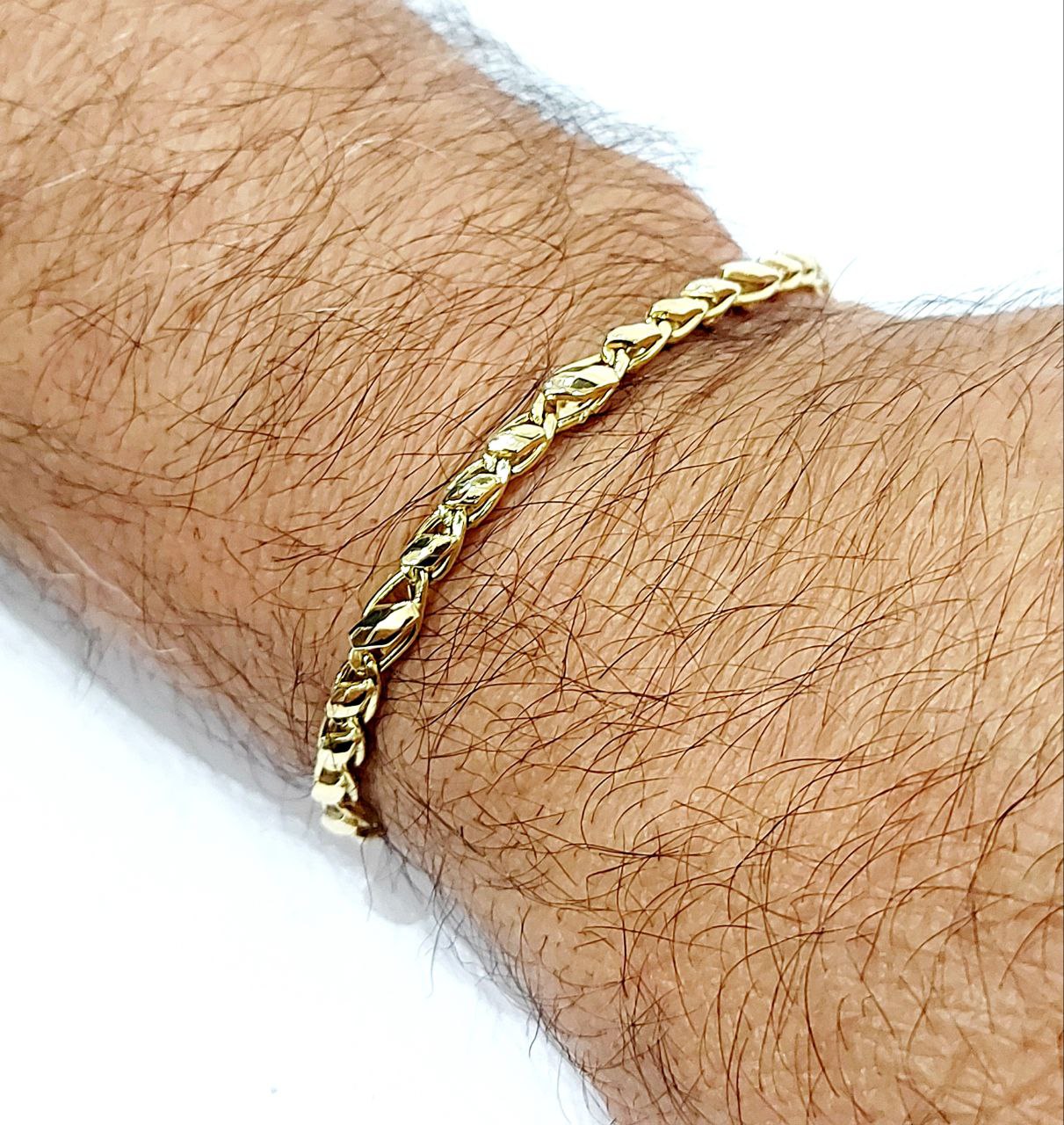 Bracciale maglia piastra bombata in oro 18kt (750) - 5.70 gr - Oreficeria