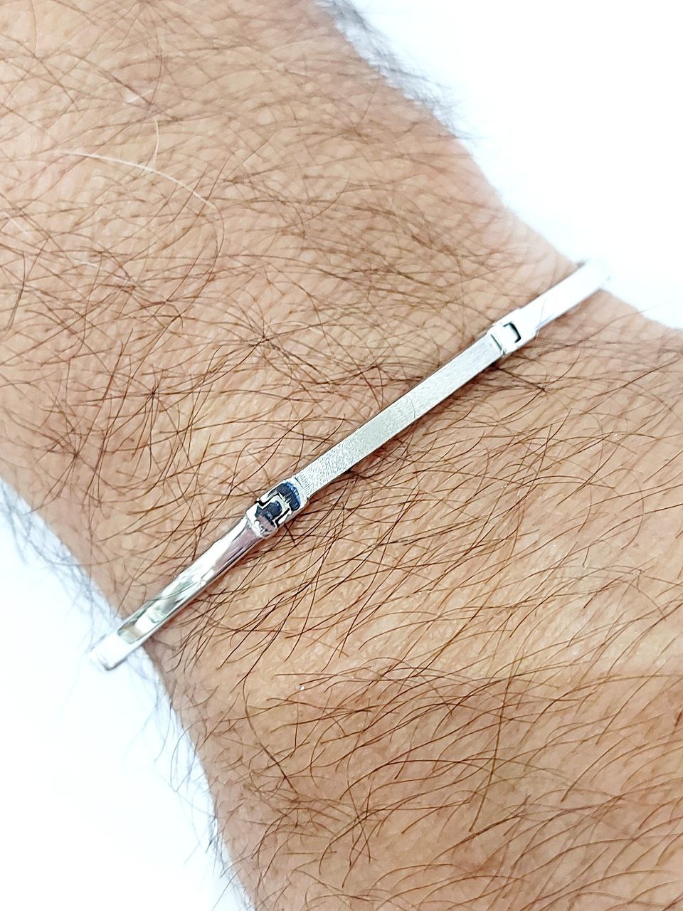 Bracciale piastra lucida e satinata in oro 18 kt - Oreficeria