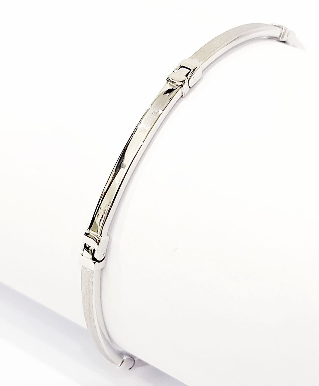 Bracciale Oro bianco 18 kt (750) piastre lavorate - Oreficeria