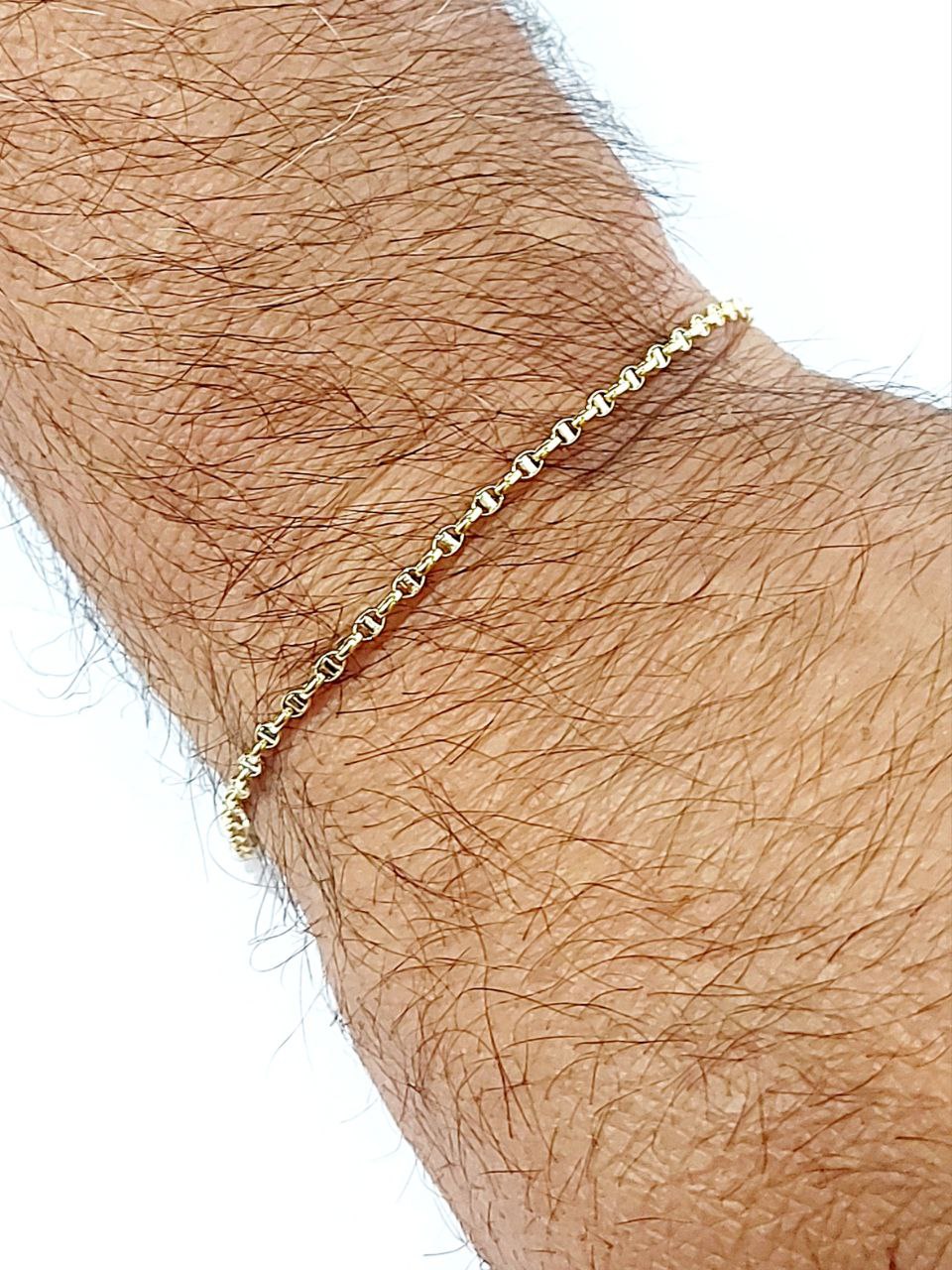 Bracciale Oro Bianco e Oro Giallo 18 kt-750 catena maglia traversino unisex - Oreficeria