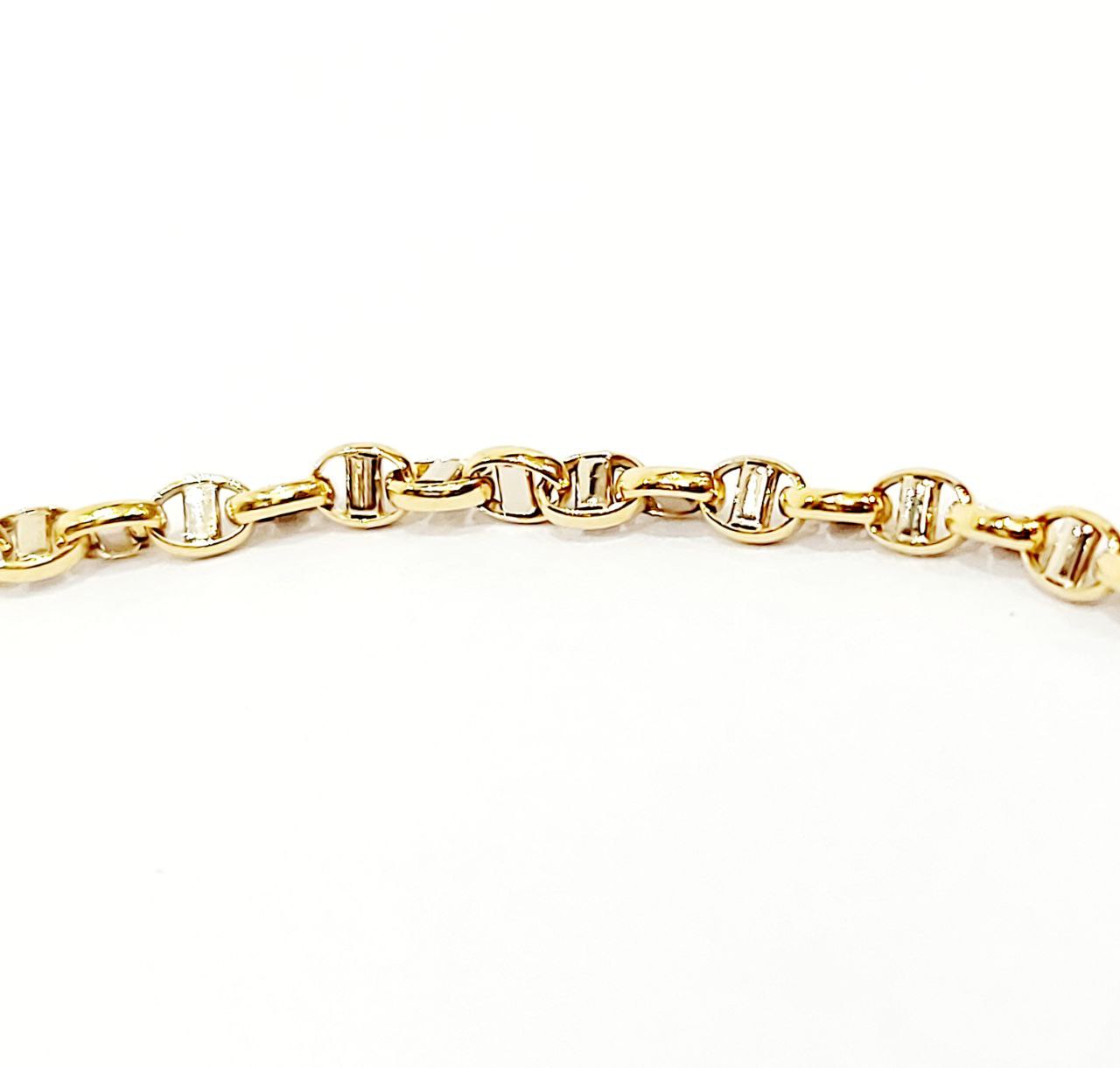 Bracciale Oro Bianco e Oro Giallo 18 kt-750 catena maglia traversino unisex - Oreficeria