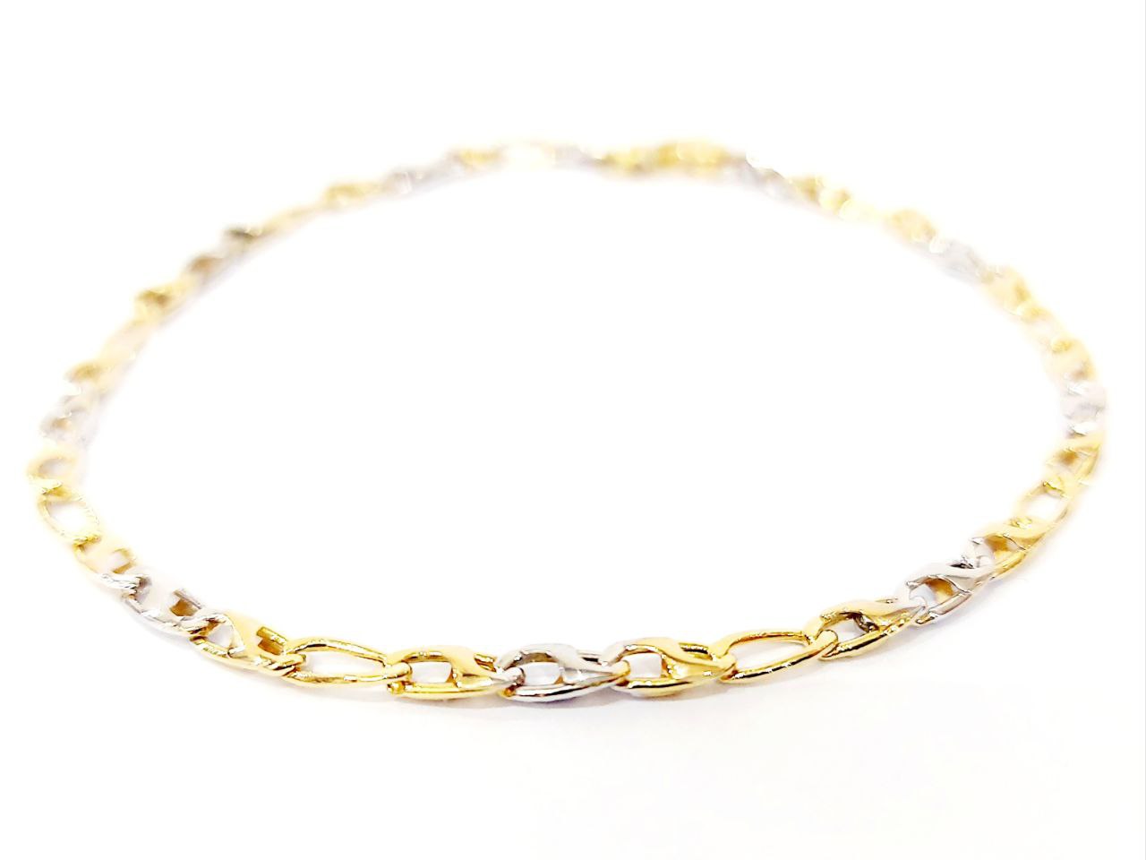 Bracciale Oro bianco e Oro Giallo 18 kt (750) catena piatta - Oreficeria