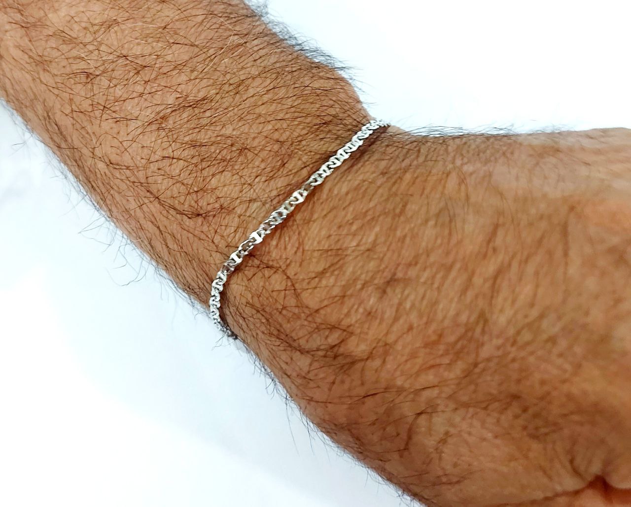 Bracciale Oro Bianco 18 kt (750) catena piatta unisex - Oreficeria