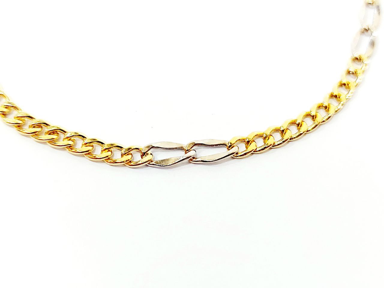Bracciale Oro Bianco e Oro Giallo 18 kt (750) catena piatta unisex - Oreficeria