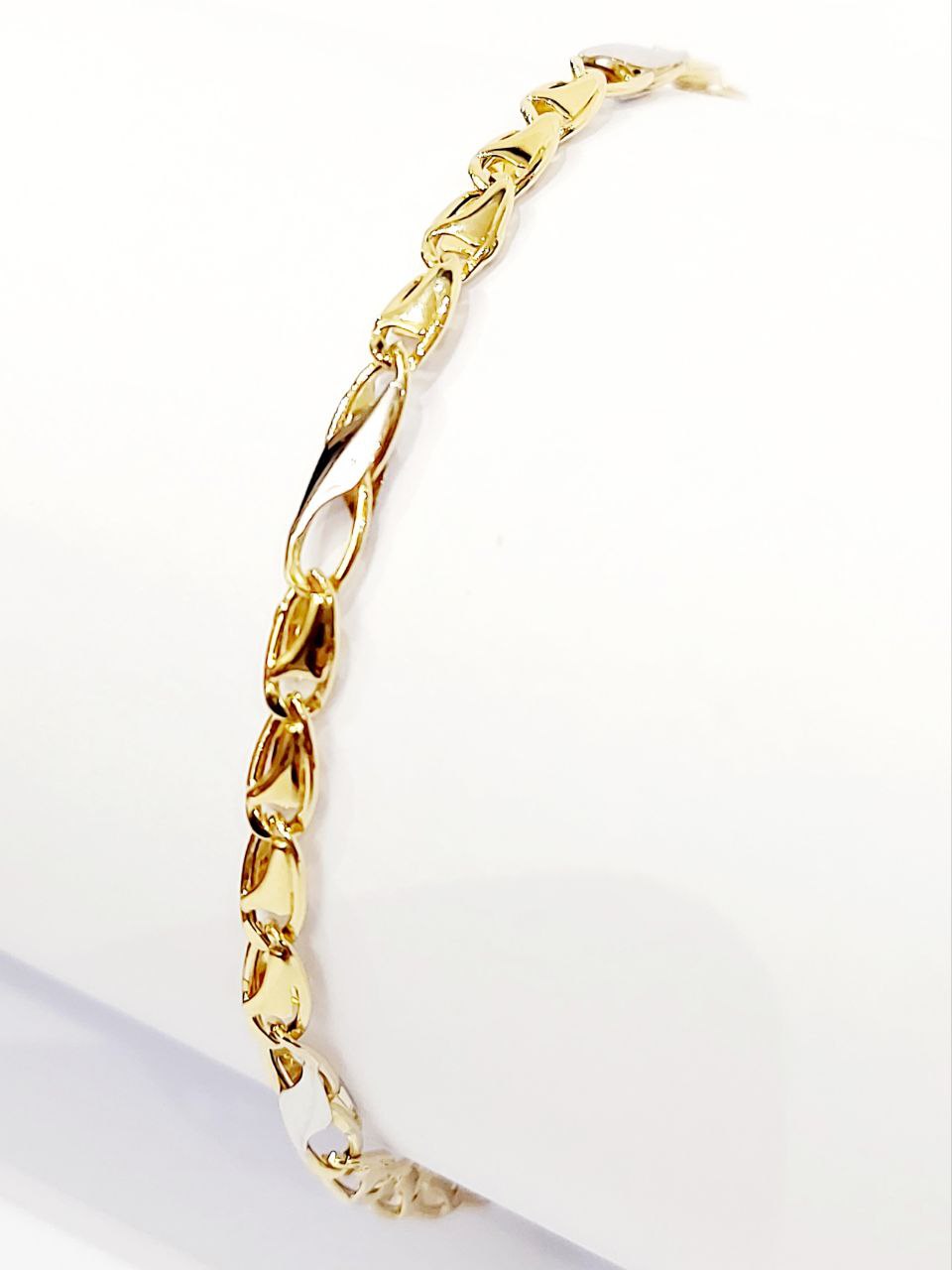 Bracciale Oro bianco e Oro Giallo 18 kt-750 catena maglie piatte unisex