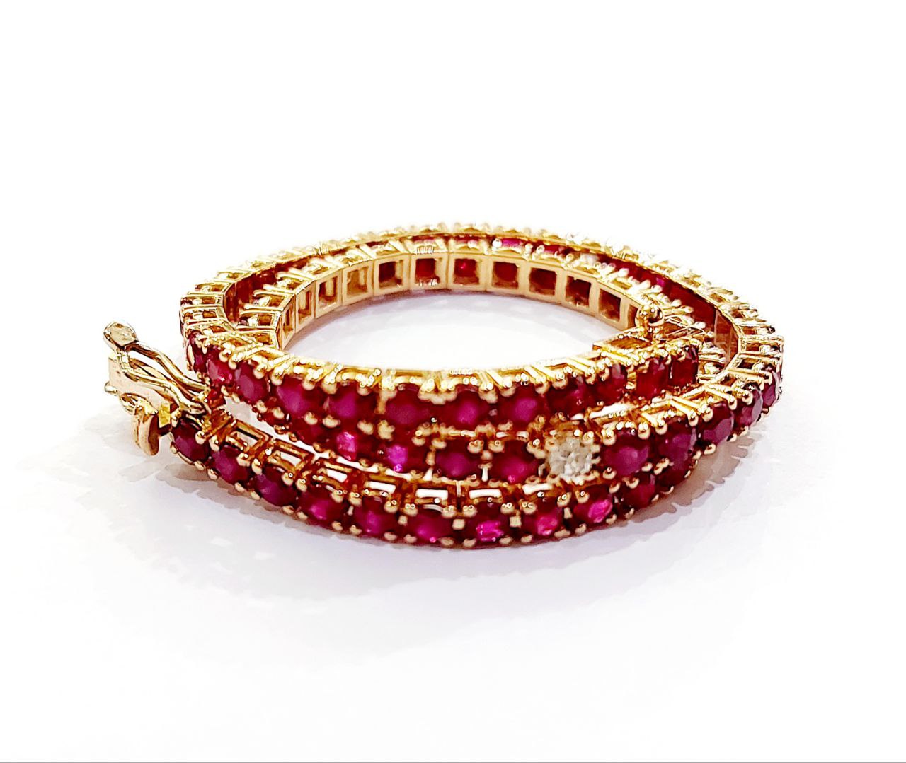 Bracciale Tennis Unisex 21 cm Oro Rosa 18kt-750 Rubini -Gem Tech