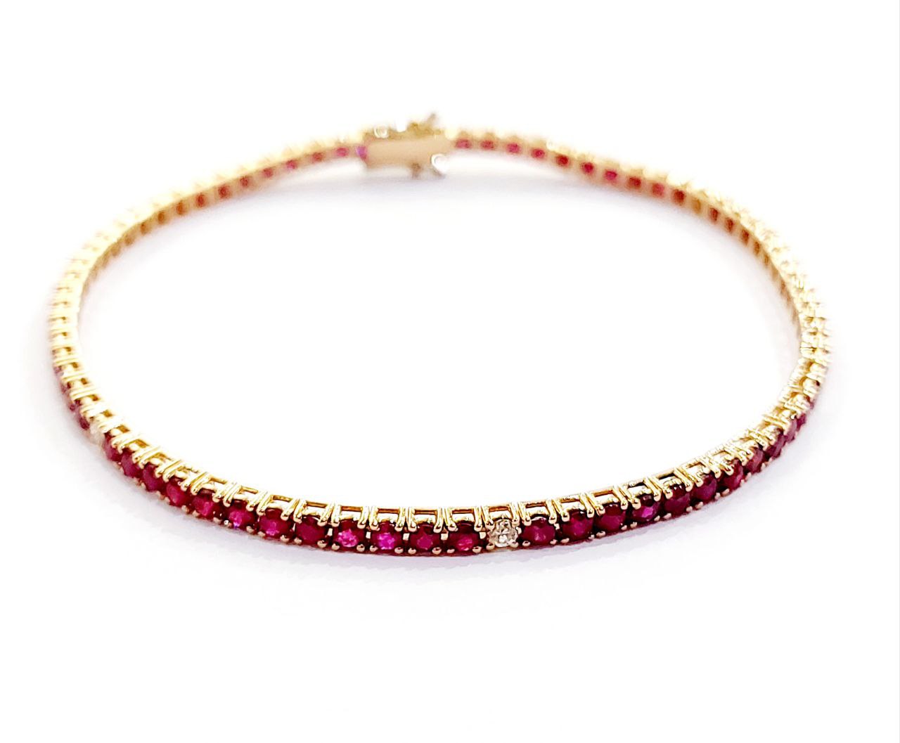 Bracciale Tennis Unisex 21 cm Oro Rosa 18kt-750 Rubini -Gem Tech