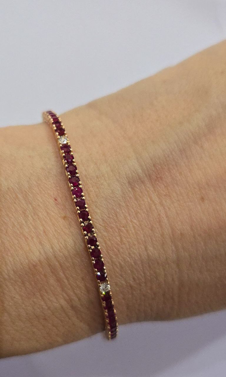 Bracciale Tennis Unisex 21 cm Oro Rosa 18kt-750 Rubini -Gem Tech