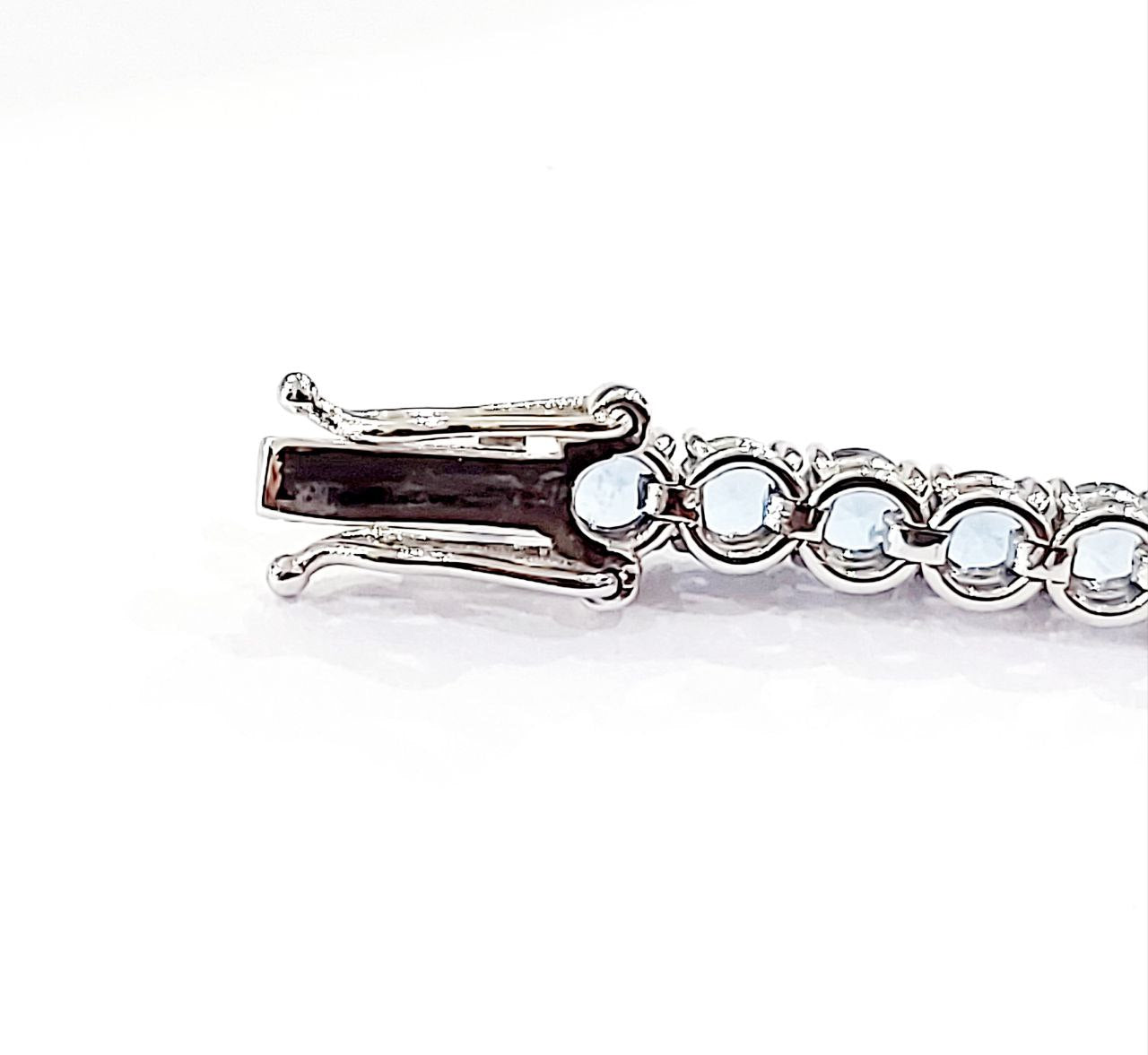 Bracciale Tennis filo tondo Unisex Oro 18kt-750 -18 cm con Acquamarina Ct 8,20