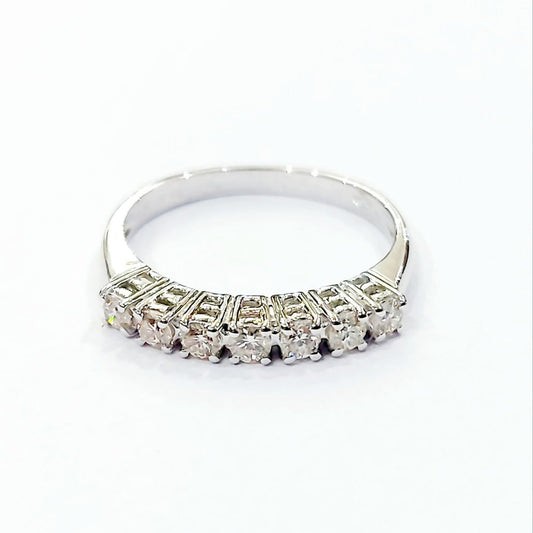 Anello modello riviera con 7 Diamanti taglio brillante 0,35 ct in Oro Bianco-18 kt