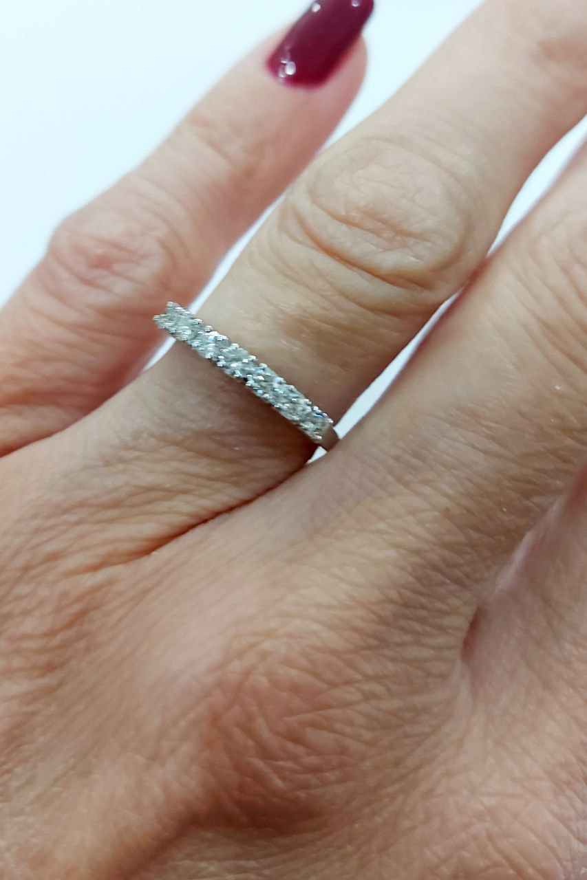 Anello modello riviera con 7 Diamanti taglio brillante 0,35 ct in Oro Bianco-18 kt