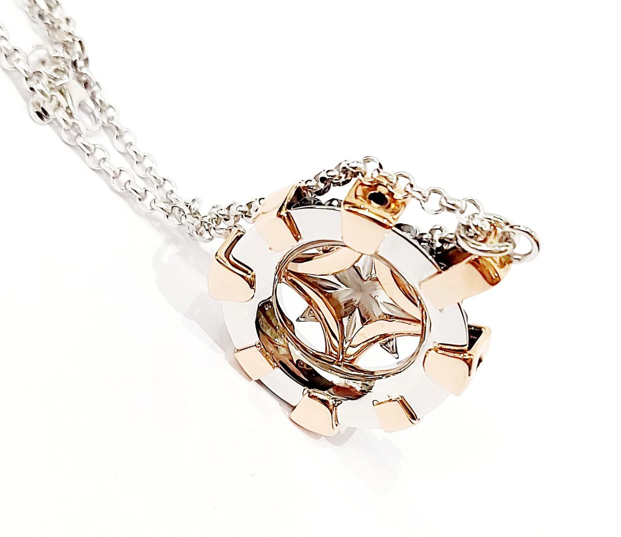 Collana con pendente Uomo Rosa Dei Venti Oro 18kt-750 Zaffriro blu Spinelli Naturali Sfaccettati