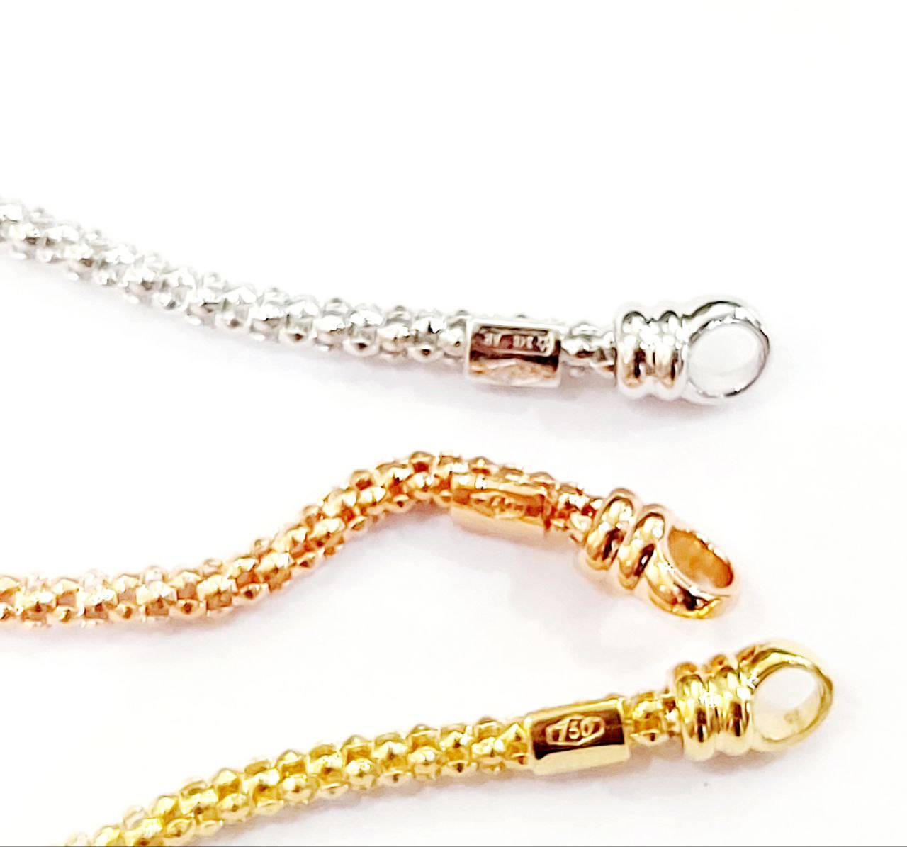 Bracciale Donna 3 fili maglia coreana in Oro Tricolore 18kt (750) - 12gr - Oreficeria