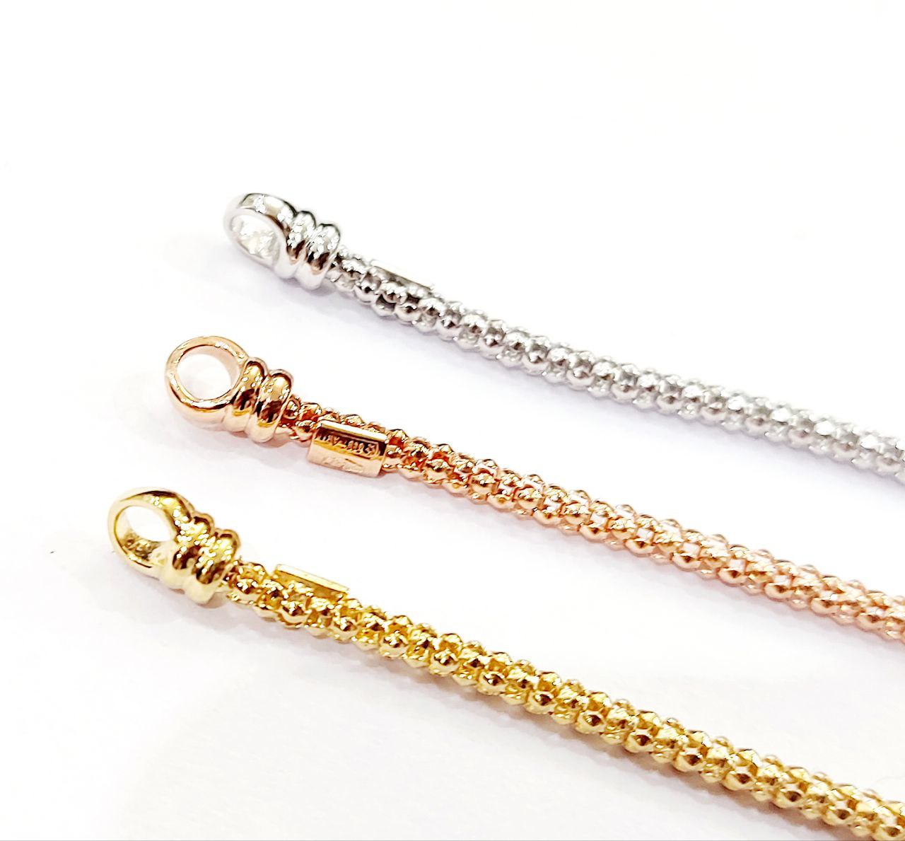 Bracciale Donna 3 fili maglia coreana in Oro Tricolore 18kt (750) - 12gr - Oreficeria
