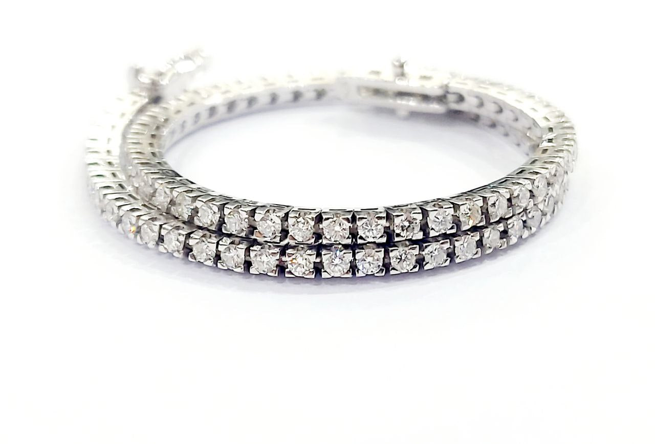 Bracciale modello tennis in Oro Bianco 18 kt con Diamanti bianchi naturali CT 1,10- 18,50 cm