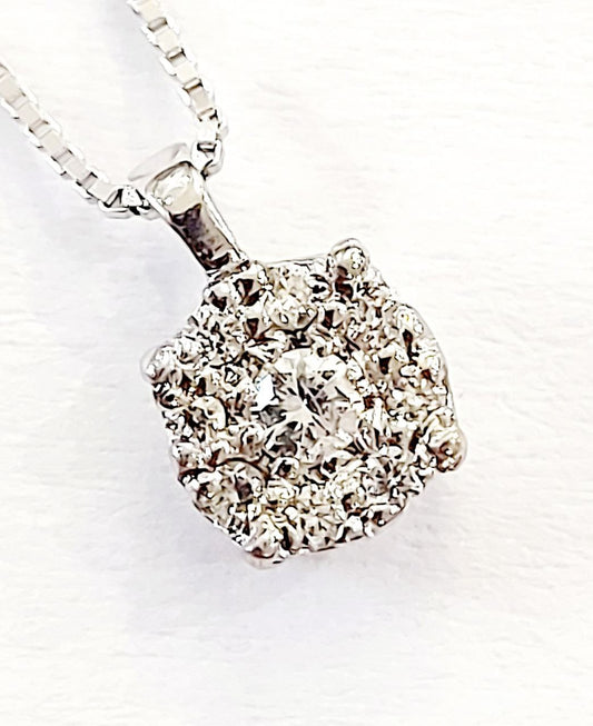 Collana con ciondolo magic in Oro Bianco con Diamanti 0,13  ct 18 Kt (750)