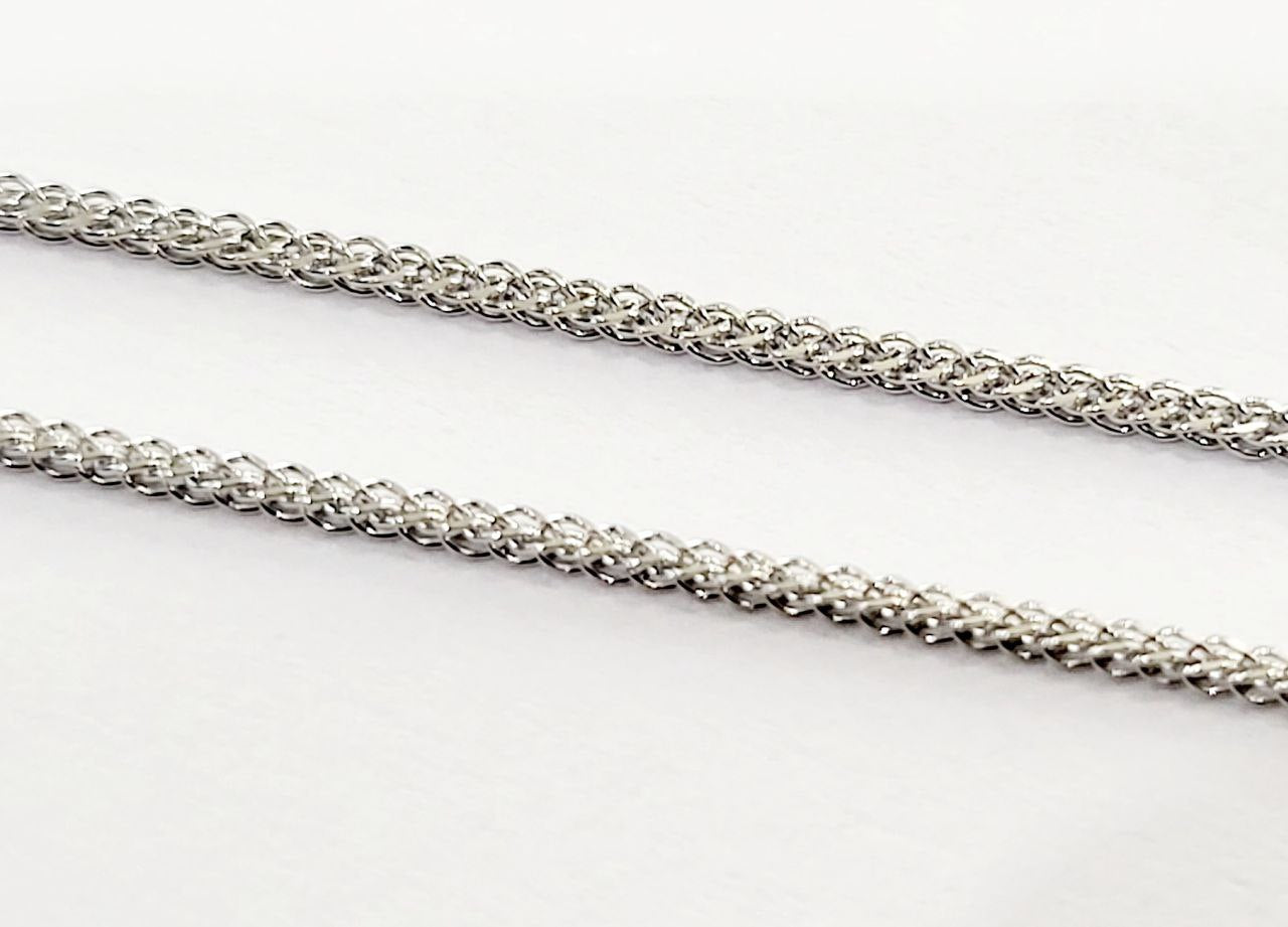 Collana con pendente croce scatola in pave' con Zaffiro Rosa ;ct 0,51 Diamanti bianchi naturali ct 0,24 lavorato in Oro Bianco 18kt 750