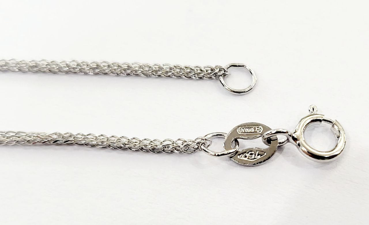 Collana con pendente croce scatola in pave' con Zaffiro Rosa ;ct 0,51 Diamanti bianchi naturali ct 0,24 lavorato in Oro Bianco 18kt 750