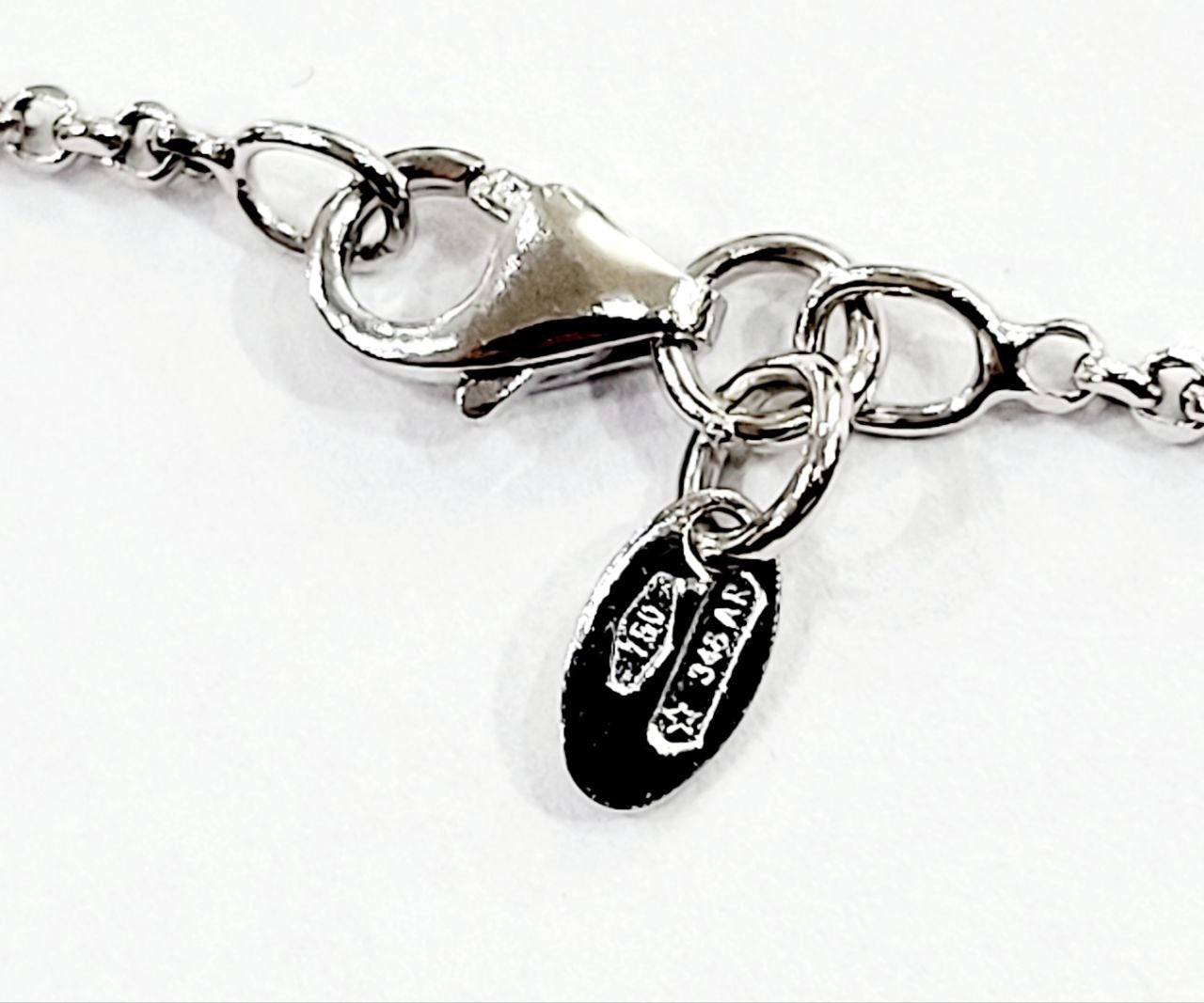 Collana con pendente croce scatola in pave' con Zaffiro Blu 0,49 ct e Diamanti bianchi naturali ct 0,72 lavorato in Oro Bianco 18kt 750
