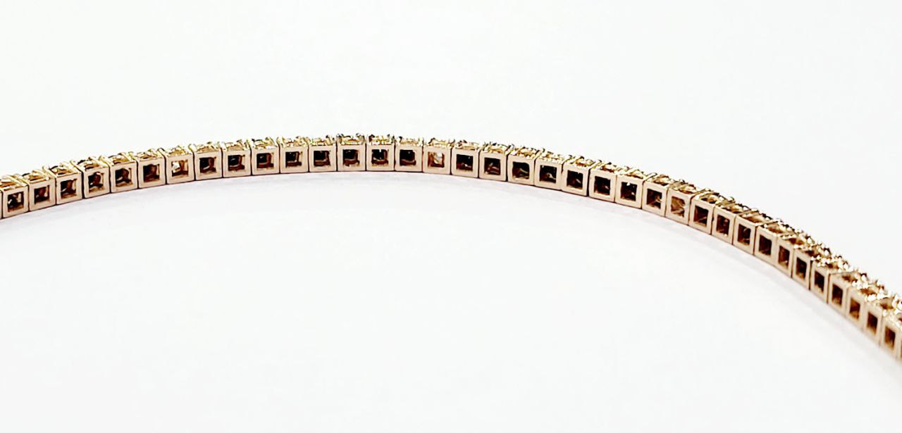 Bracciale Tennis in Oro Rosa con Diamanti neri 1,87 ct e bianchi 0,17 ct 18 kt (750)-21 Cm