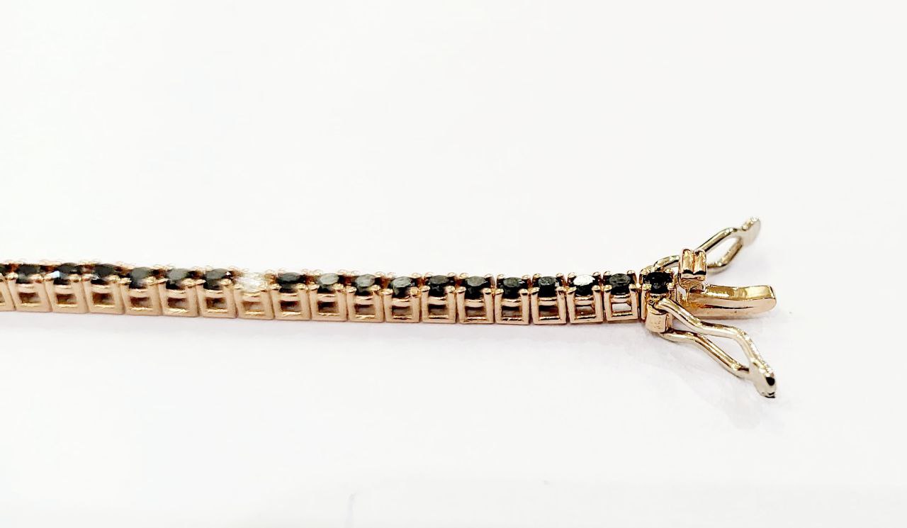 Bracciale Tennis in Oro Rosa con Diamanti neri 1,87 ct e bianchi 0,17 ct 18 kt (750)-21 Cm