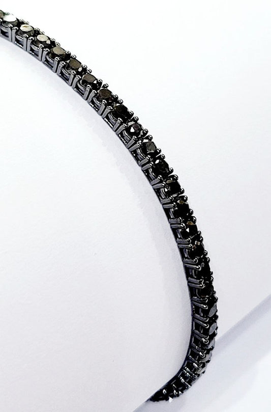 Bracciale Modello Tennis in Oro Bianco  Brunito  con Diamante ct 5,35 -21cm 18kt-750