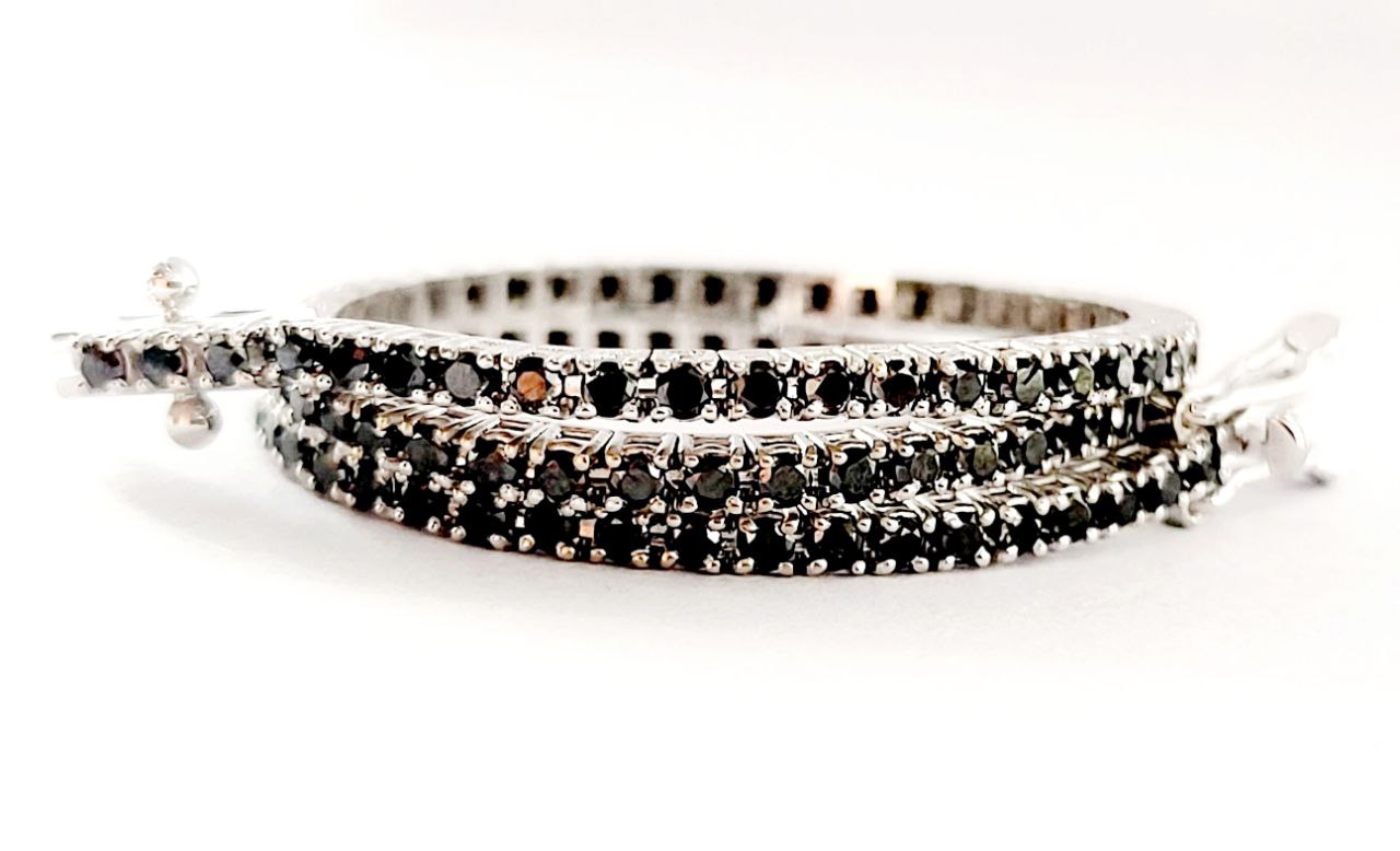 Bracciale Modello Tennis in Oro Bianco  con Diamanti neri ct 1,78 -20cm 18kt-750