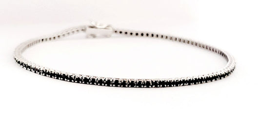 Bracciale Modello Tennis in Oro Bianco  con Diamanti neri ct 1,78 -20cm 18kt-750