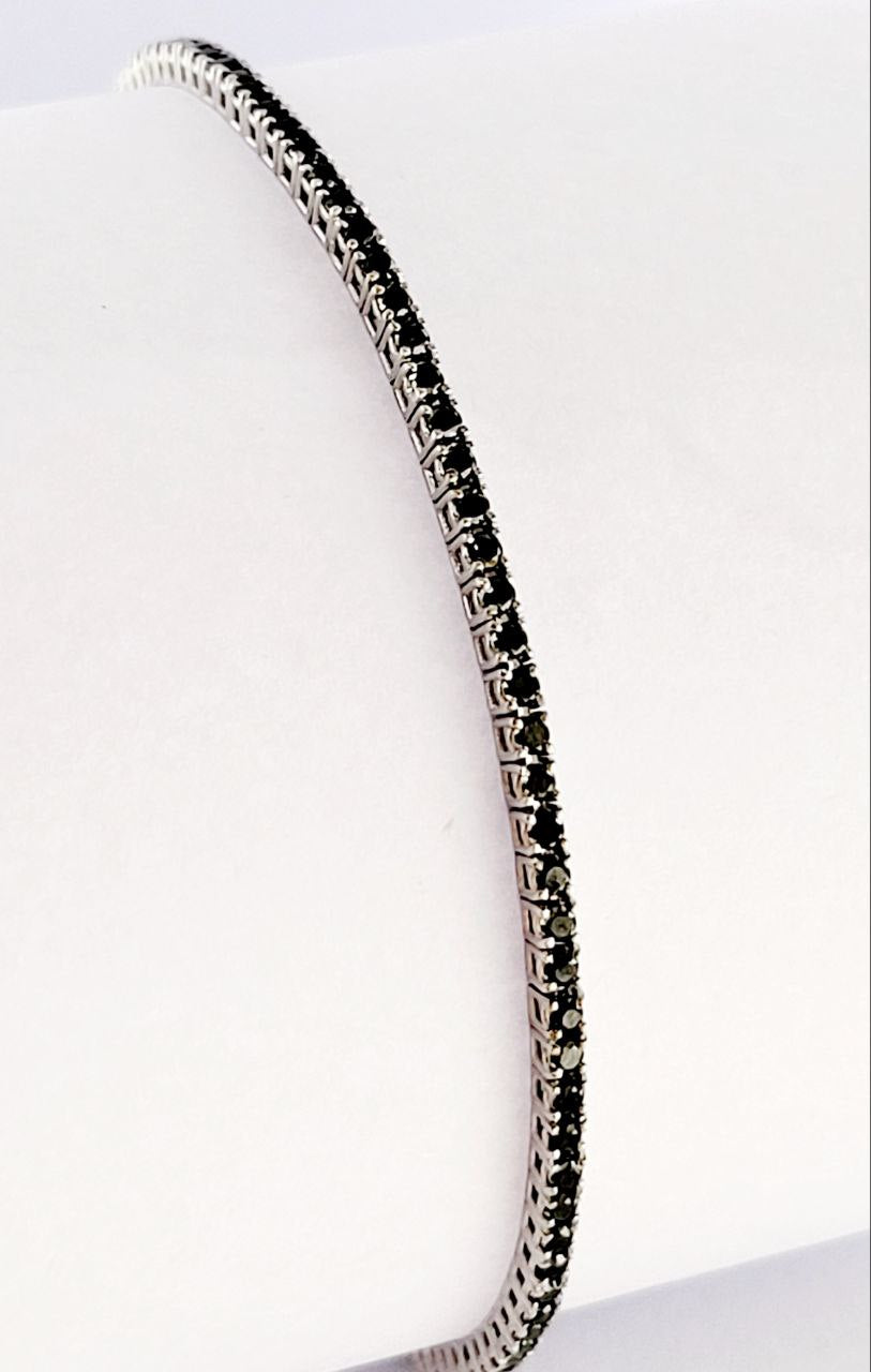 Bracciale Modello Tennis in Oro Bianco  con Diamanti neri ct 1,78 -20cm 18kt-750