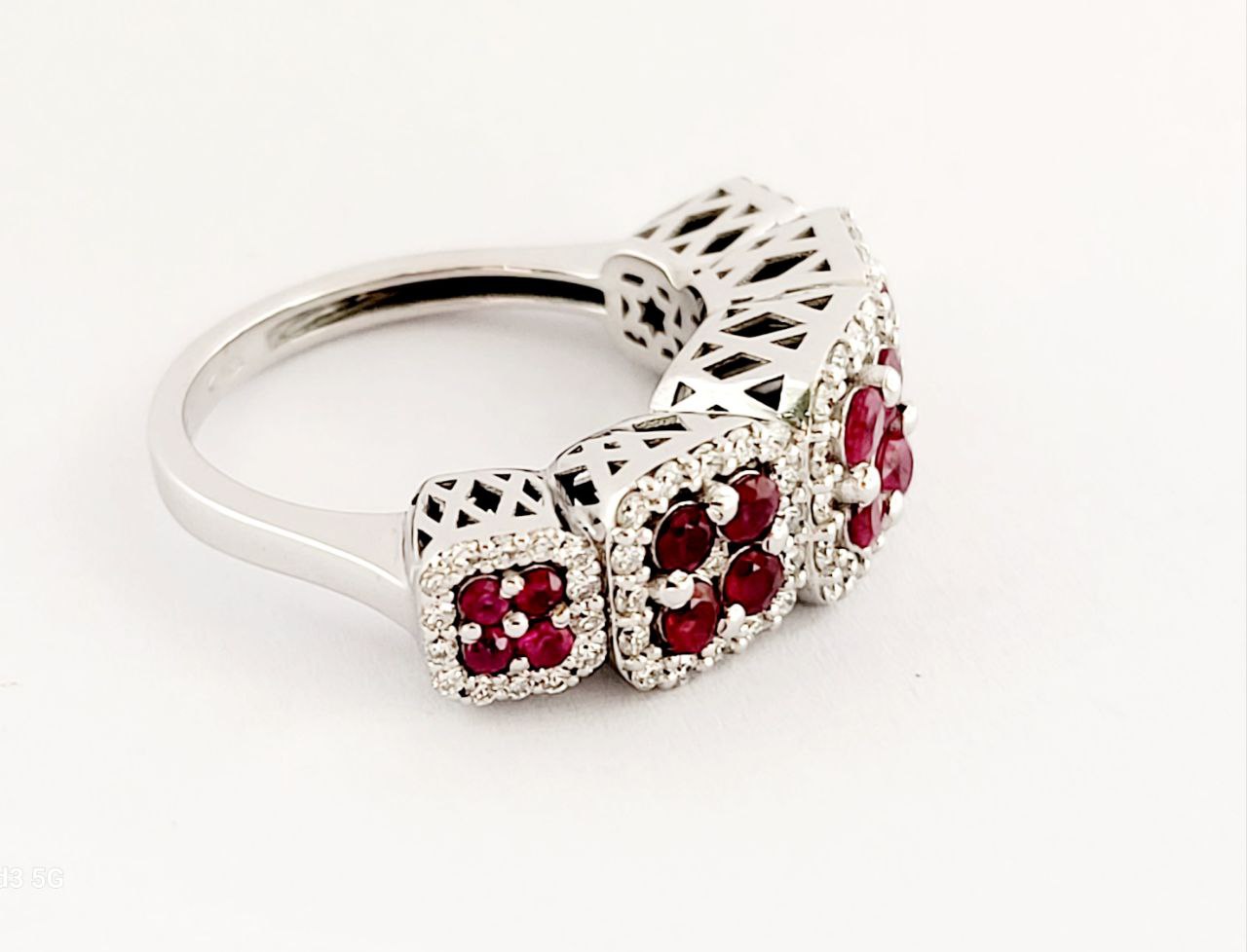 Anello modello riviera magic con Diamanti e Rubini da Donna Oro Bianco 18kt-750
