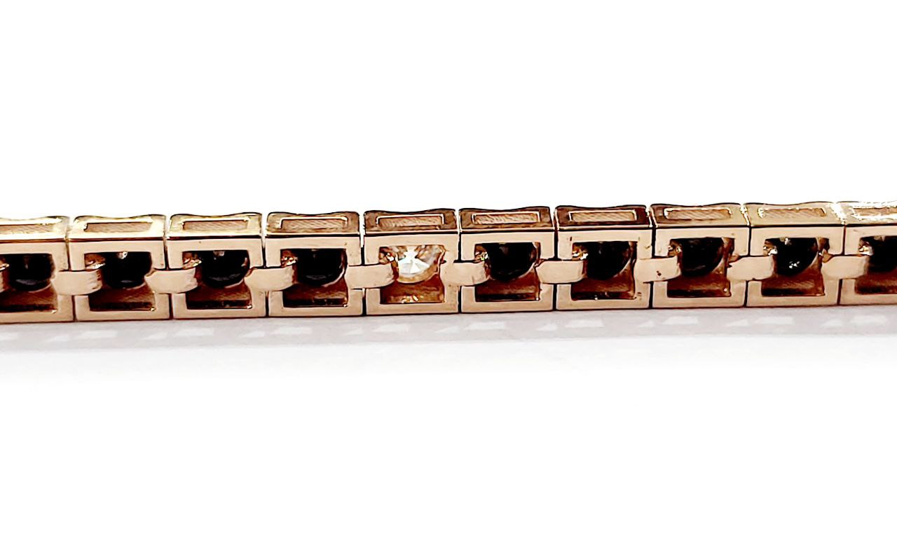 Bracciale Tennis Oro Rosa   18kt-750 Diamanti Neri ct 6,05 Diamanti Bianchi ct 0,48- Certificato Gem Tech