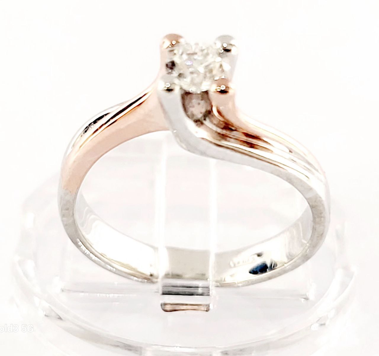 Anello Solitario in Oro Bianco e Oro Rosa con Diamante 0,25 ct 18 kt (750)