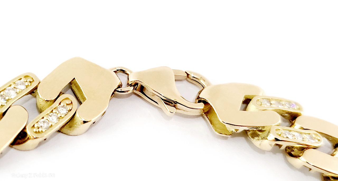 Bracciale unisex grumetta Oro Giallo 18kt-750 ct 1,55 Diamanti