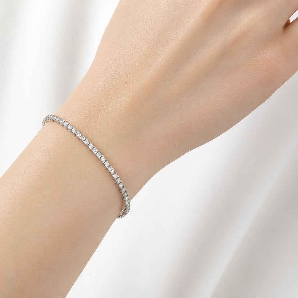 Bracciale tennis con diamanti bianchi ct 1,08 - 18 cm - in oro bianco 18kt (750)