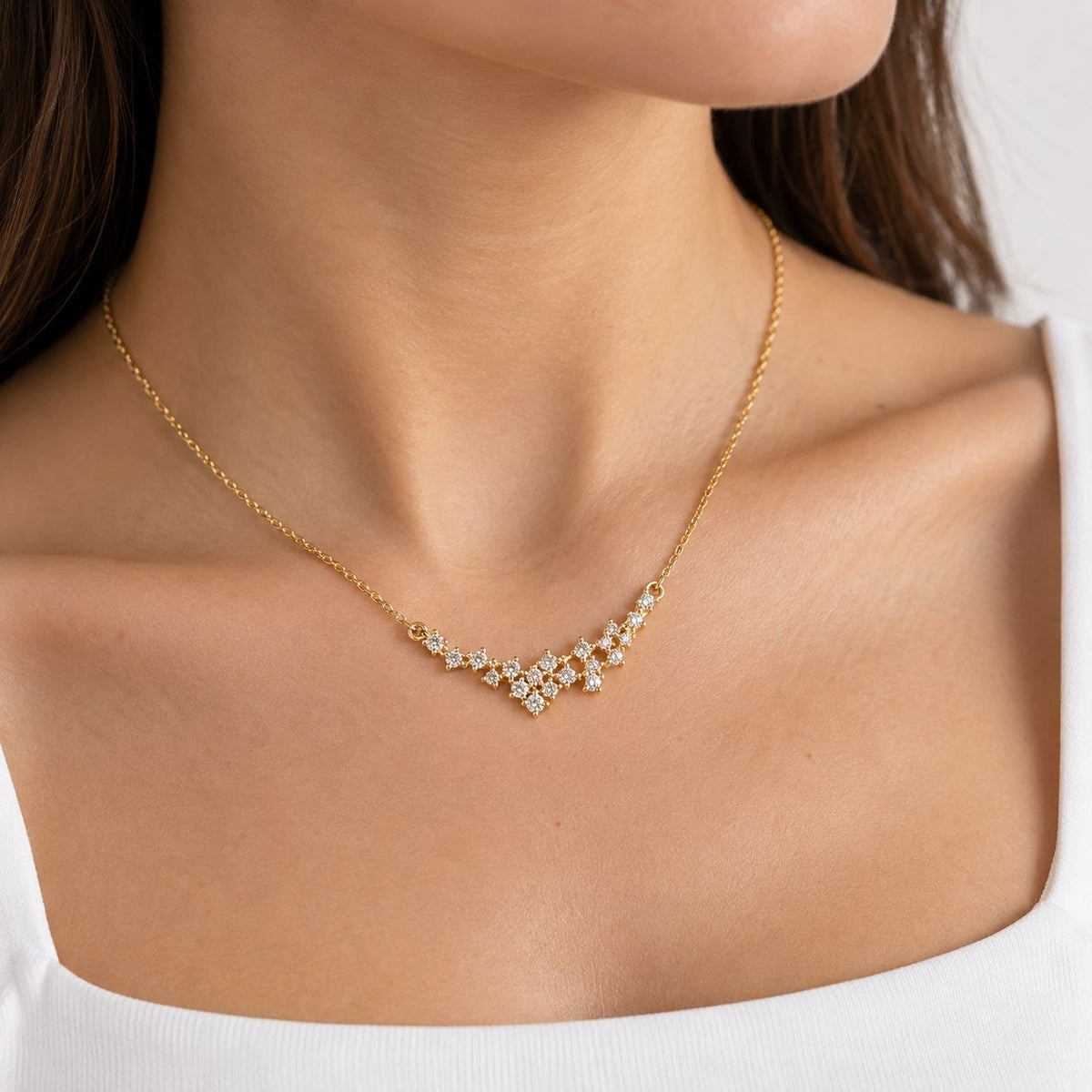 Collana fantasia floreale diamanti bianchi ct 0,87 in oro giallo 18kt (750)