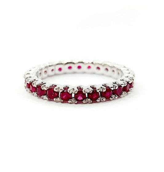 Anello Veretta con Rubini 2,00 ct in Oro Bianco 18 kt (750)