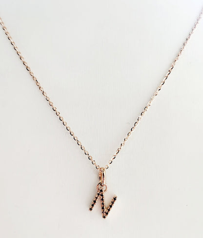 Collana e pendente lettera personalizzabile "N" con Diamanti 0,20 ct in Oro Rosa 18 kt (750)