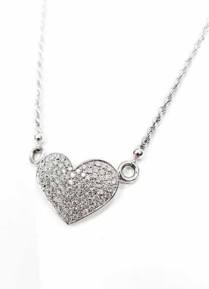 Collana con pendente cuore in Oro bianco con Diamanti 1,75 ct 18 kt (750)